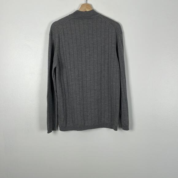 JF J. Ferrar men's long sleeve gray crew neck sweater pure merino wool sweater M - Picture 5 of 6